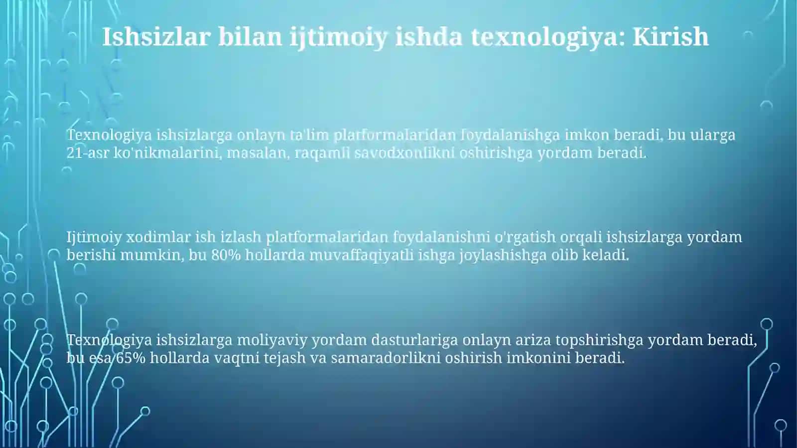 Ishsizlar bilan ijtimoiy ishda texnologiyalar: Muammolar va imkoniyatlar 3