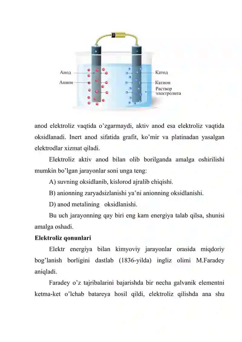 SANOATDA ELEKTROLIZ JARAYONINING QO`LLANILISHI. 3