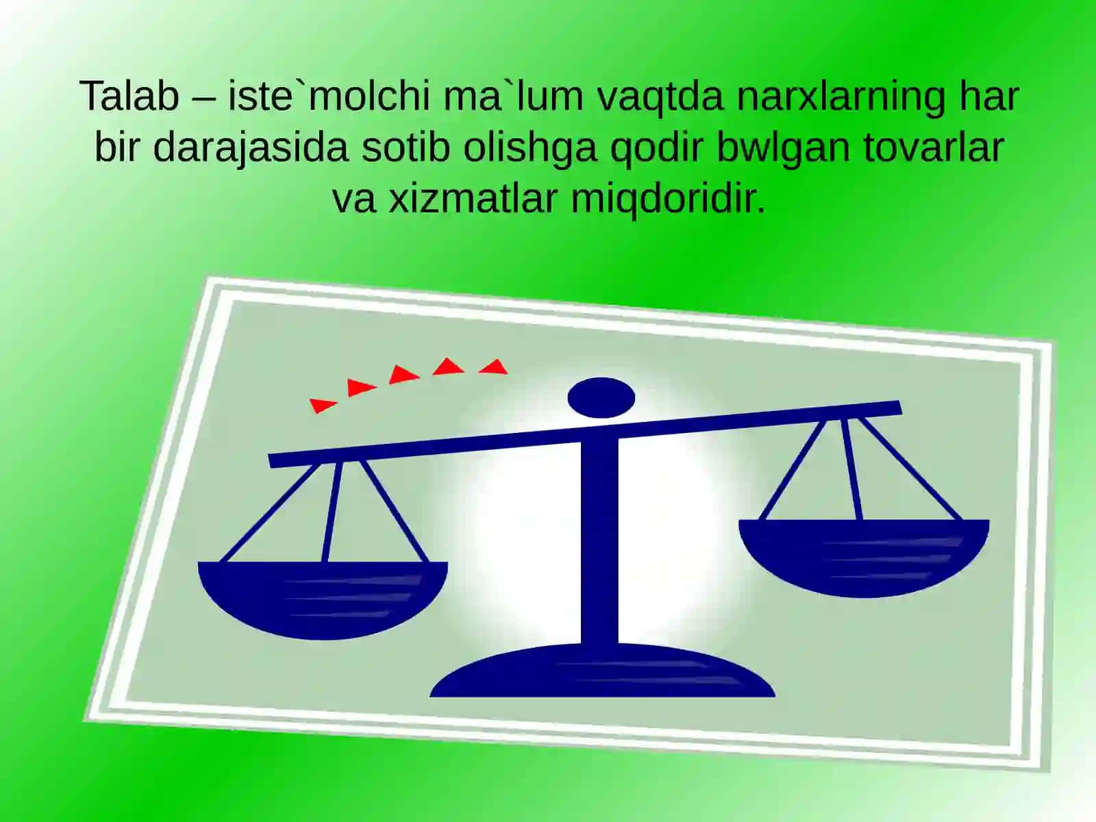 Talab tushunchasi uning egri chizig’i va talab qonuni talabning hajmiga va miqdoriga tasir etuvchi omillar 3