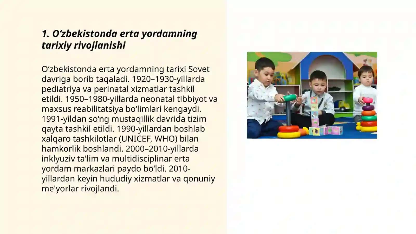 Oʻzbekistonda ilk yoshdagi bolalarga erta yordamni yuzaga kelishi va rivojlanishi 3