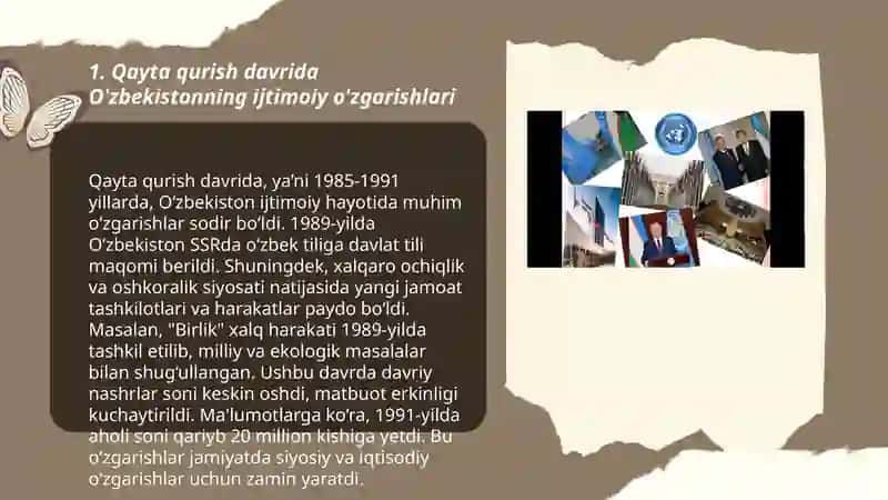 Qayta qurish davrida O'zbekistonning ijtimoiy o'zgarishlari 3