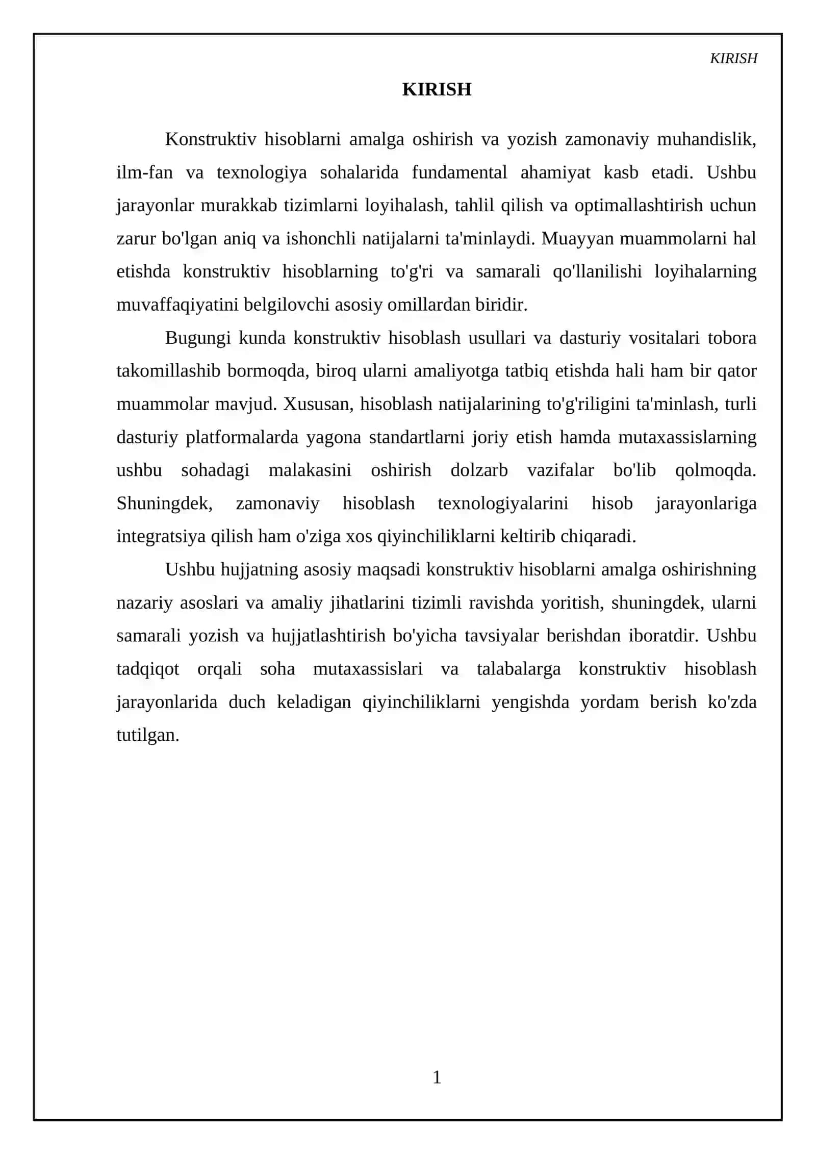 Konstruktiv hisoblarni amalga oshirish va yozish zamonaviy muhandislik, ilm-fan va texnologiya sohalarida 3