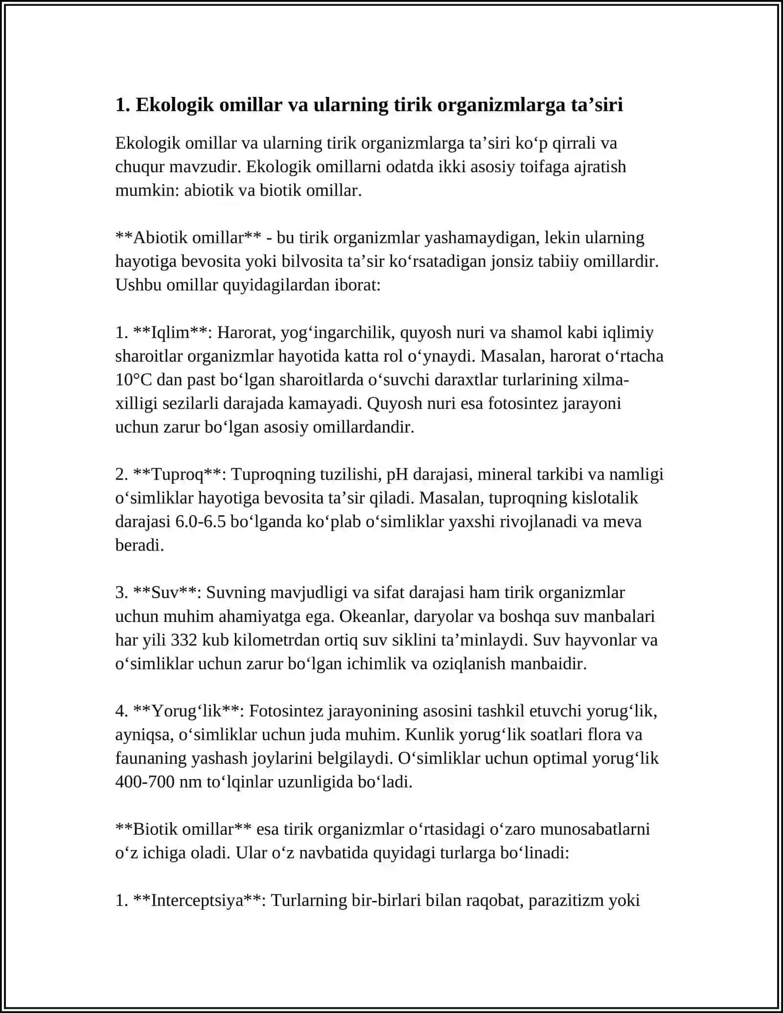 EKOLOGIK SHAROITNI TIRIK ORGANIZMLAR FAOLIYATIGA TA'SIRI 3