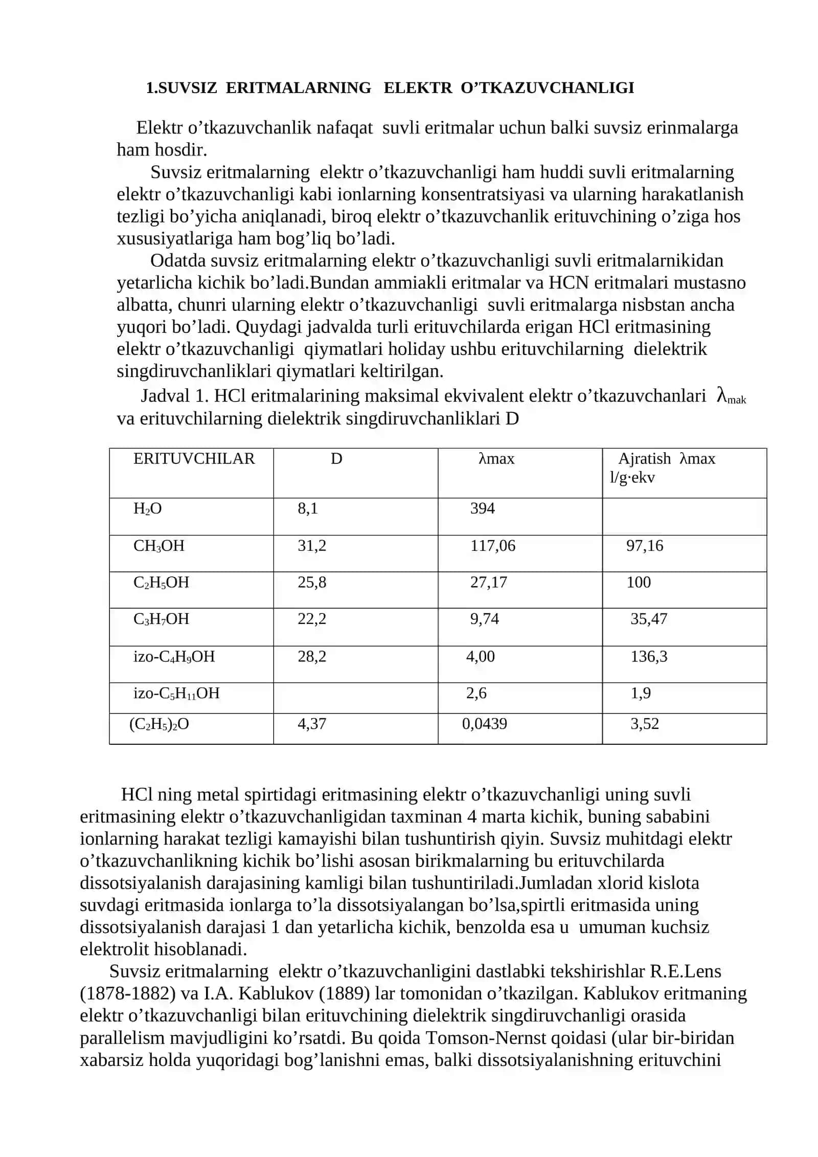 ELEKRTOLITLARNING ELEKTR O’TKAZUVCHANLIGI 3
