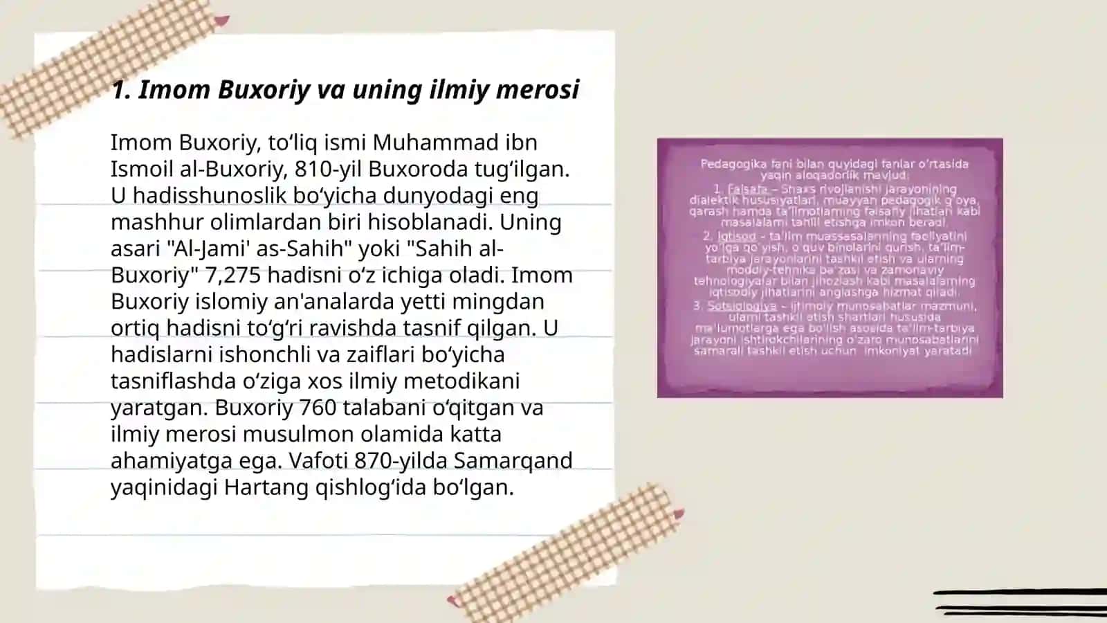Yuksak ma'naviyatli yoshlarni tarbiyalashda Oʻrta Osiyo allomalari ilmiy merosining oʻrni (allomalarning ilmiy faoliyati misolida) 3