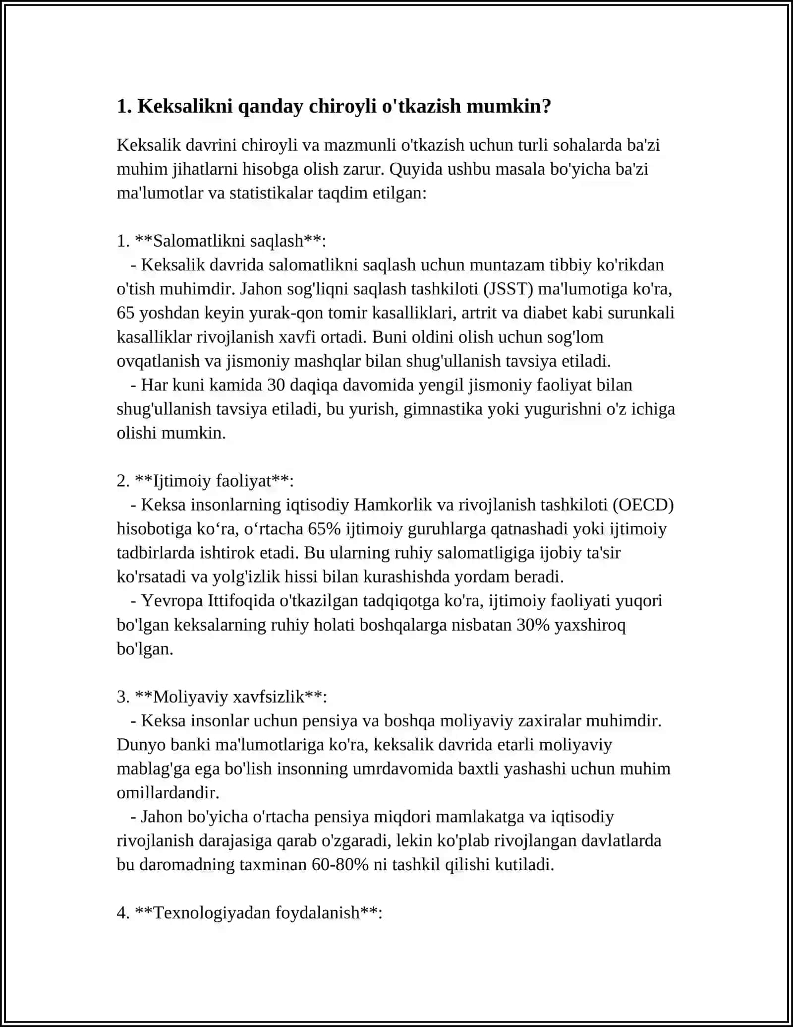 KEKSALIK VA QARIYALIK 3