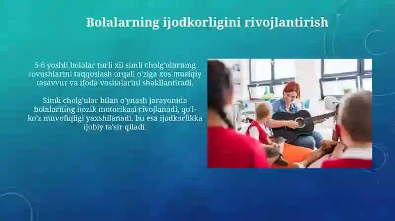 Maktabgacha ta'lim muassasasi tarbiyalanuvchilariga doira cholg'u asbobi bilan tanishtirish 3