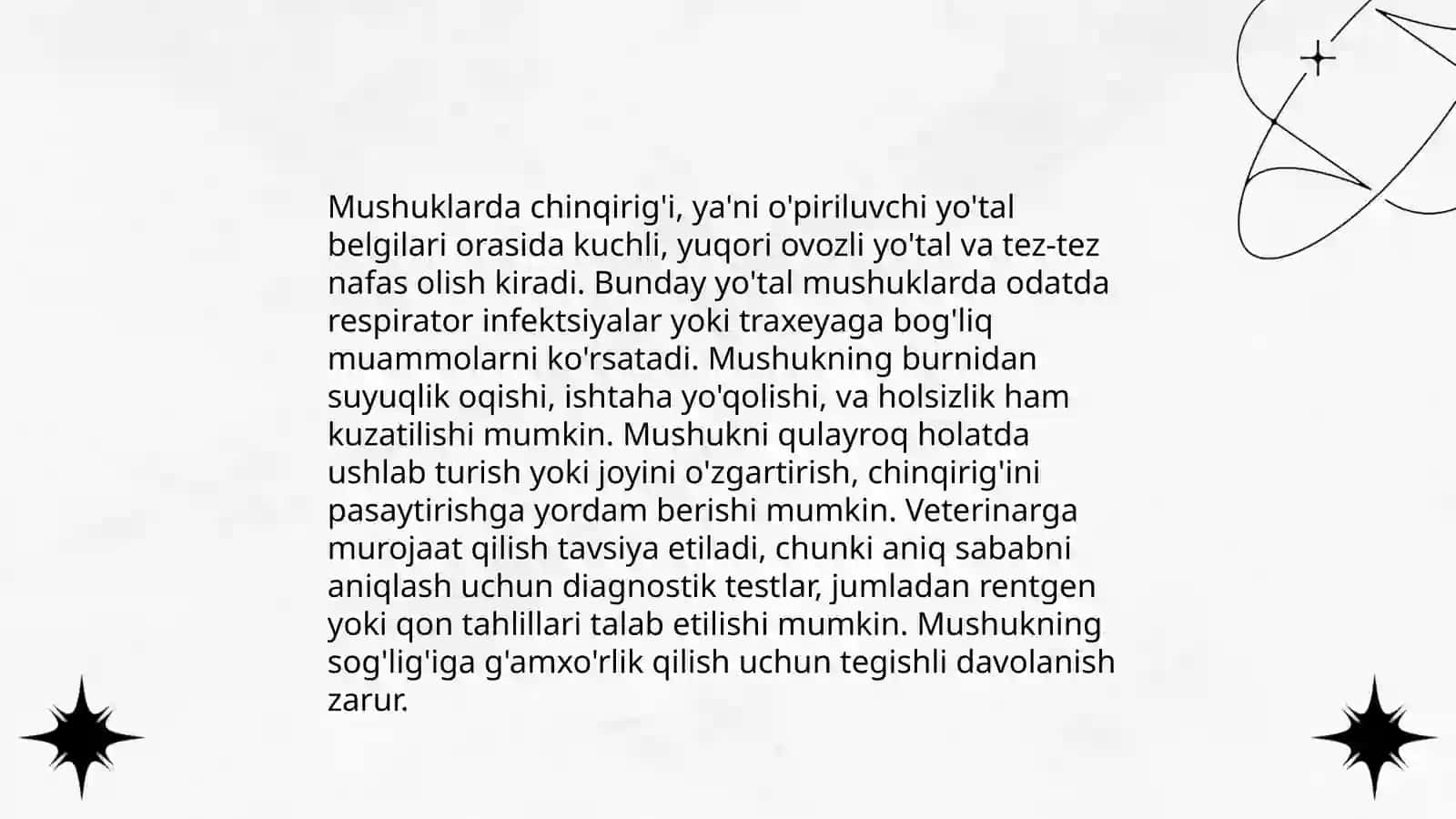Mushuk chinqirigʻi kasalligi 3