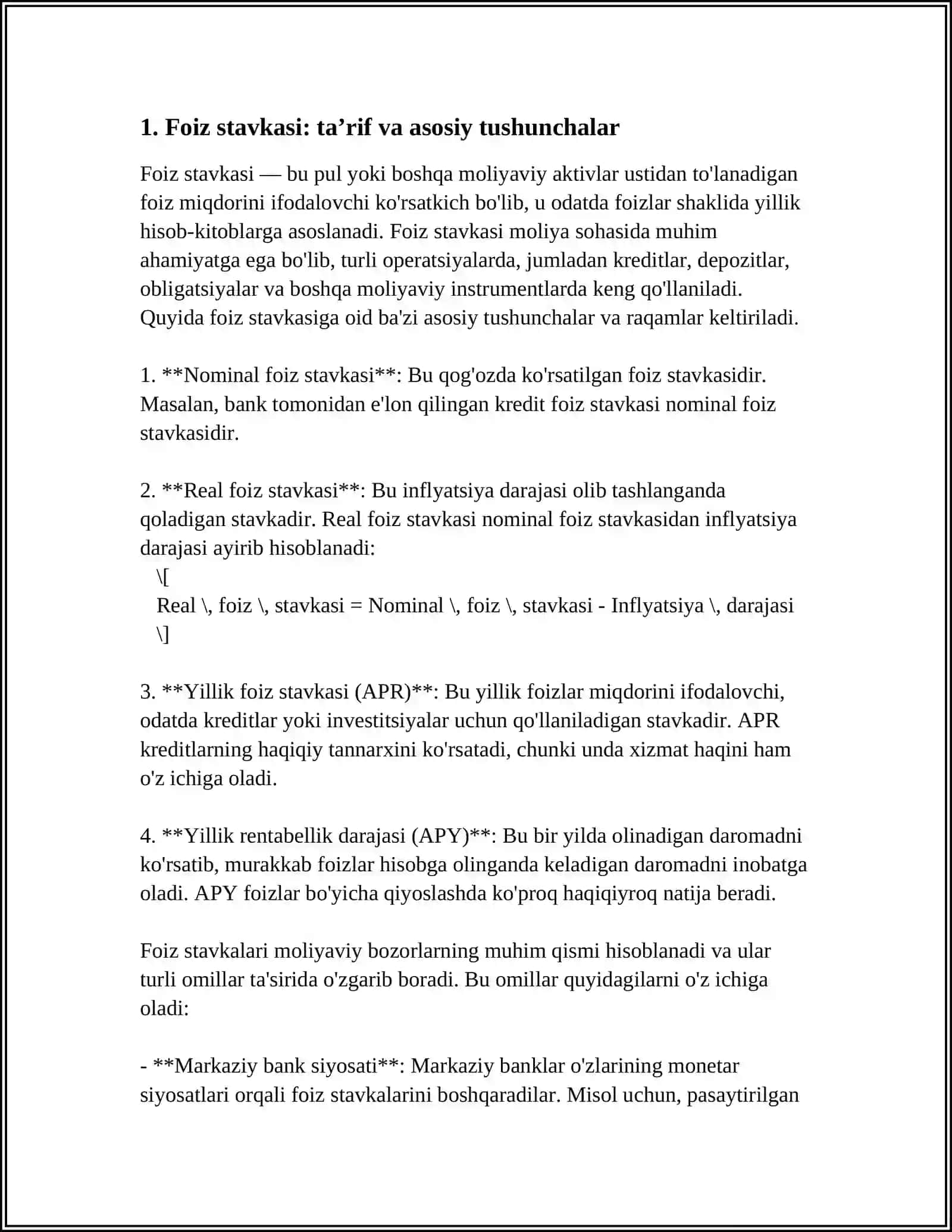 FOIZ STAVKALARI VA UNI HISOBLASH USULLARI 3