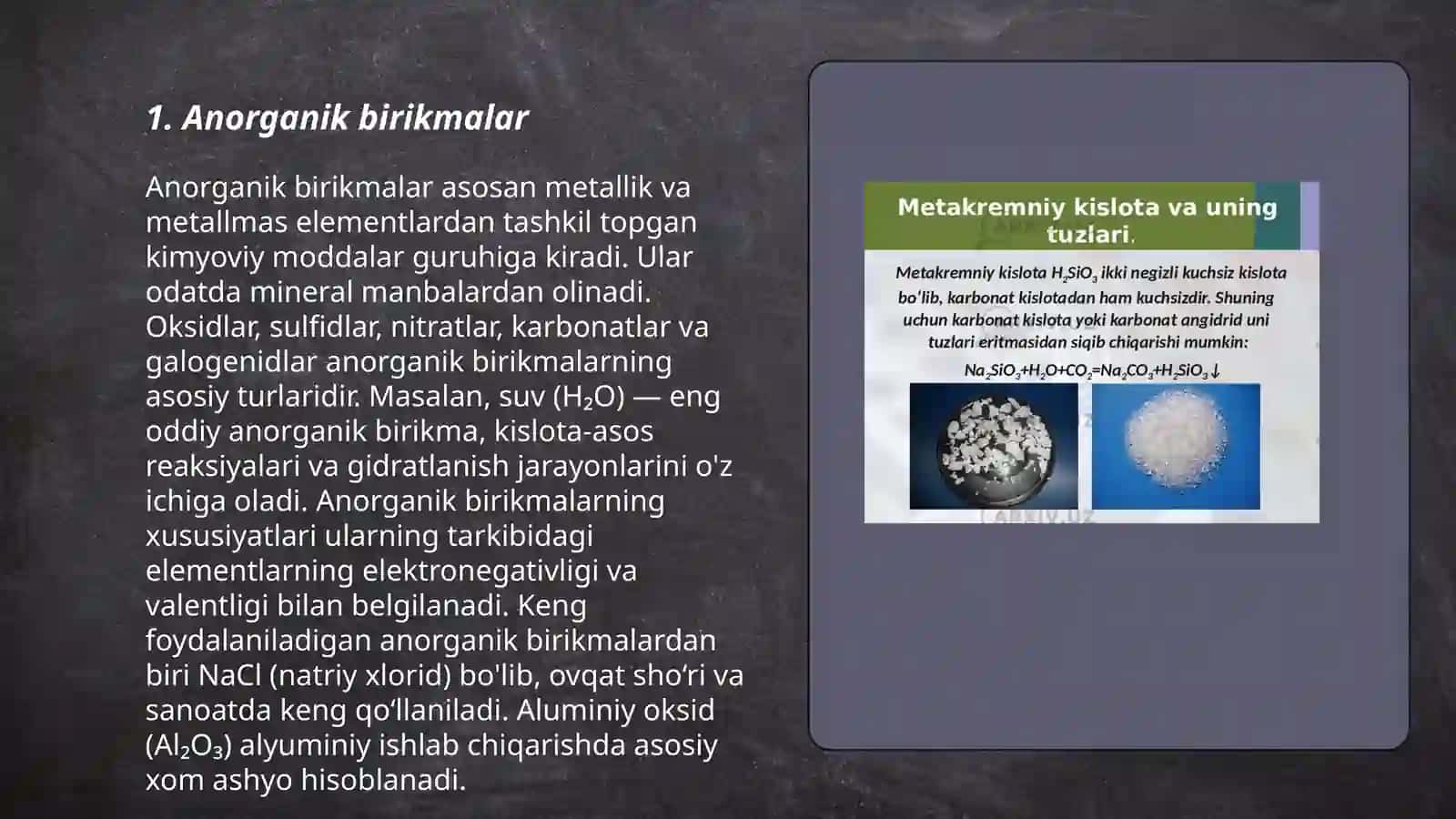 Anorganik birikmalarning eng muhim sinflari olinishi xossalari va ishlatilishi 3