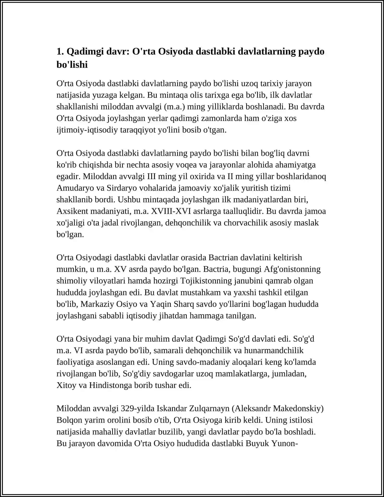 O'ZBEK DAVLATCHILIGINING TARIXIY BOSQICHLARI (O'ZBEKISTON HUDUDIDAGI DAVLATLAR TARIXI MISOLIDA) 3