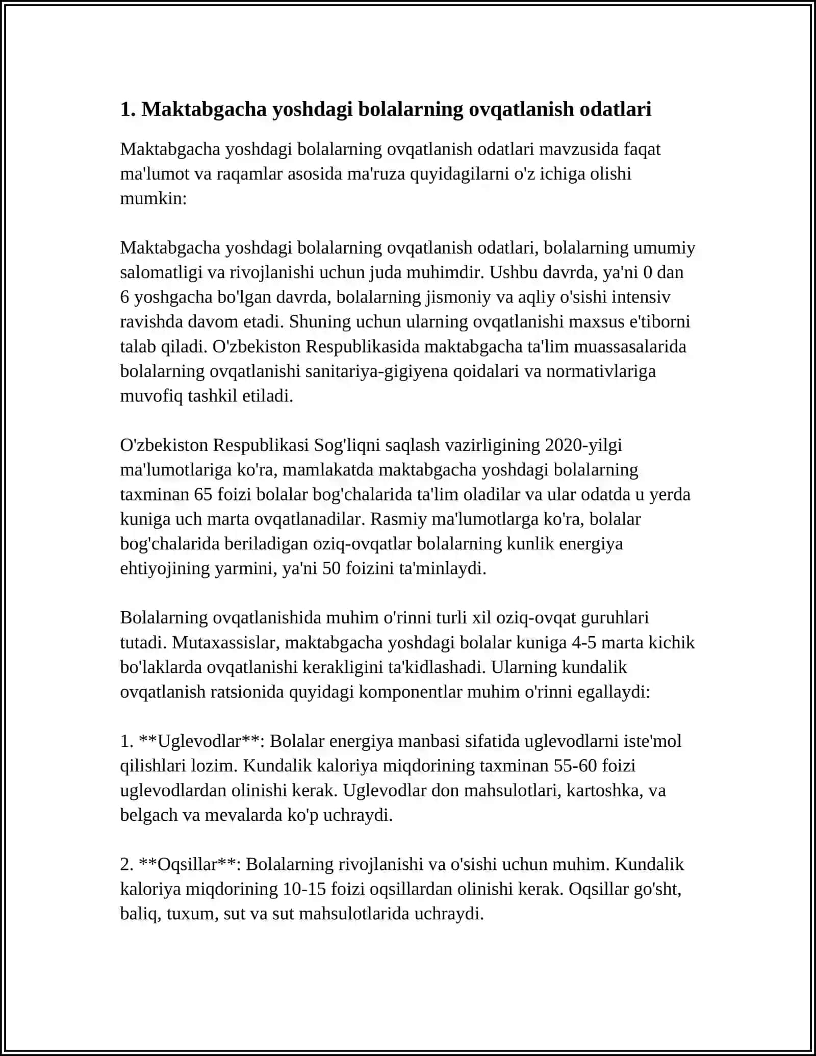 MAKTABGACHA TARBIYA YOSHIDAGI BOLALARNI OVQATLANISHINI GIGIYENIK BAHOLASH 3