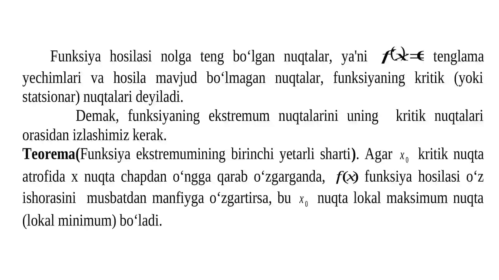 Ekstremum topish qoidalari 3
