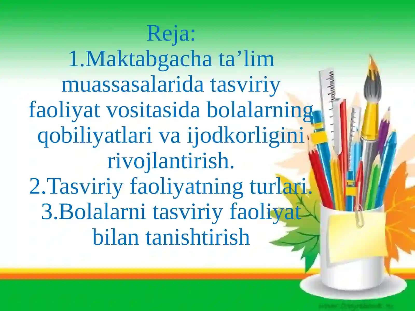 Maktabgacha yoshdagi bolalarning tasviriy qobiliyati va ijodkorlikligini rivojlantirish 3