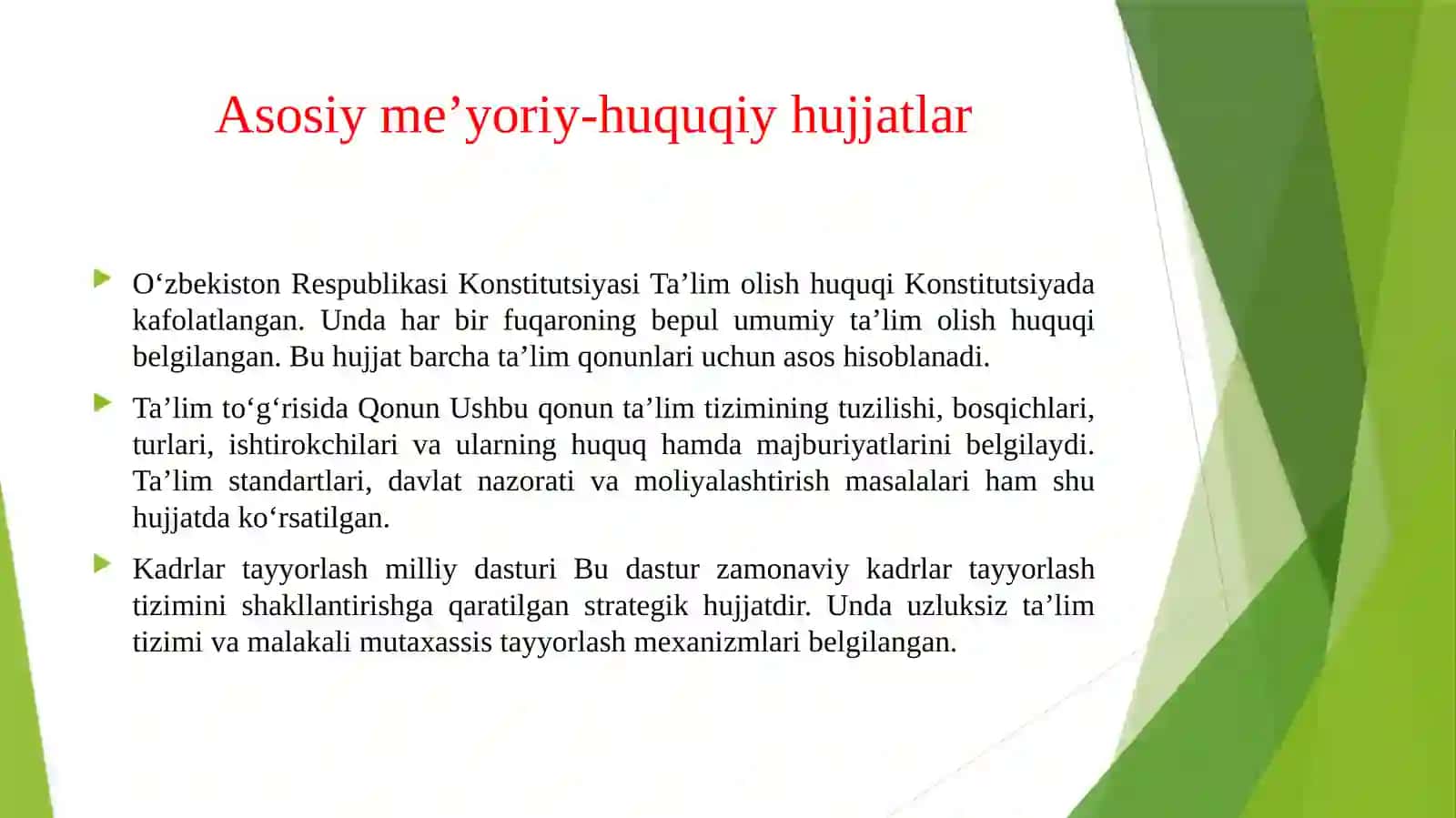 O‘qitishning me'yoriy hujjatlari bilan tanishish 3