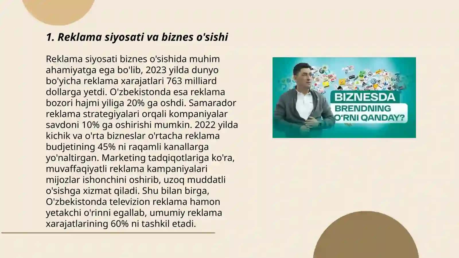 Reklama siyosati va biznes o'sishi 3