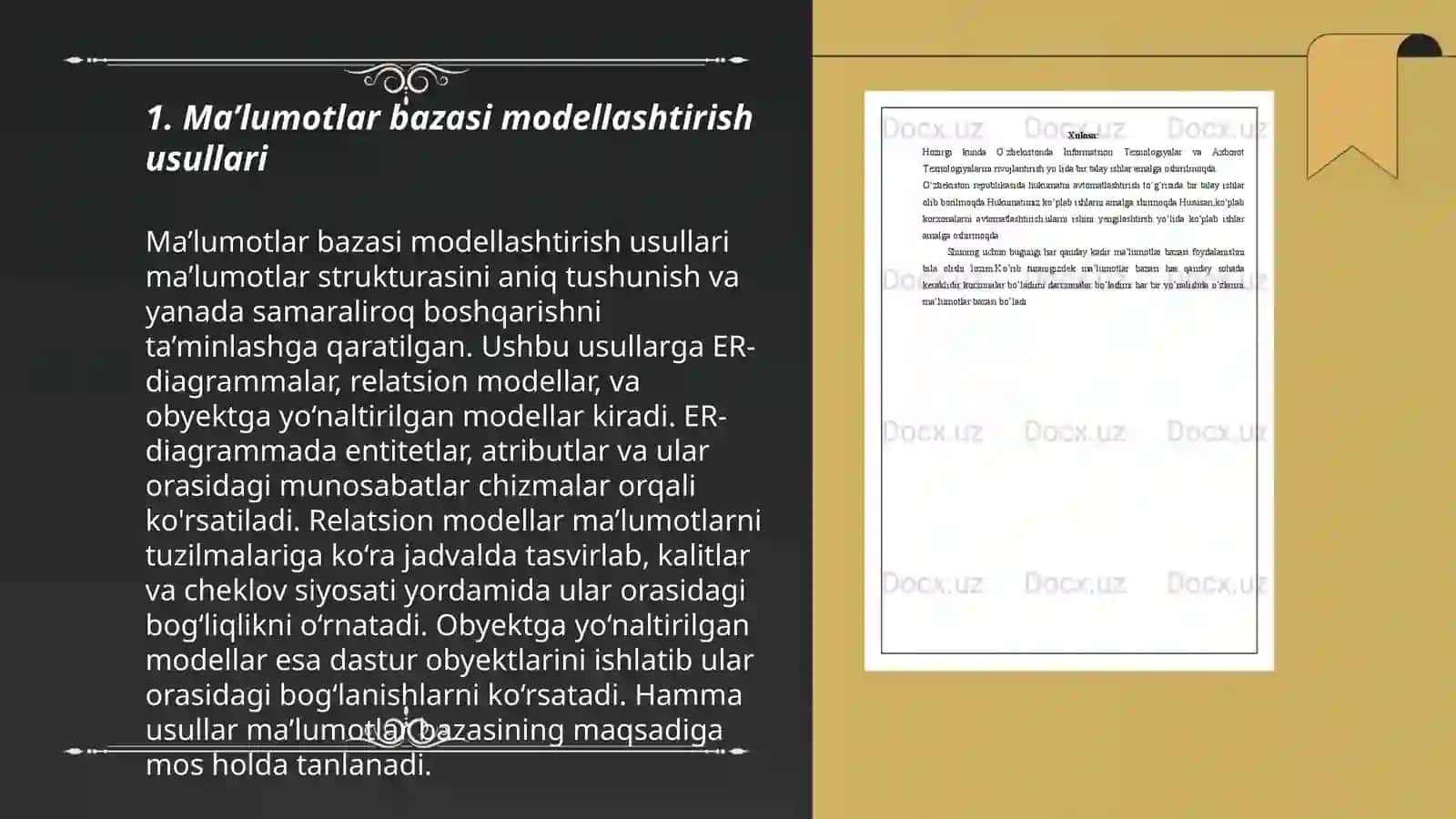 Ma’lumotlar bazasi modellashtirish usullari 3