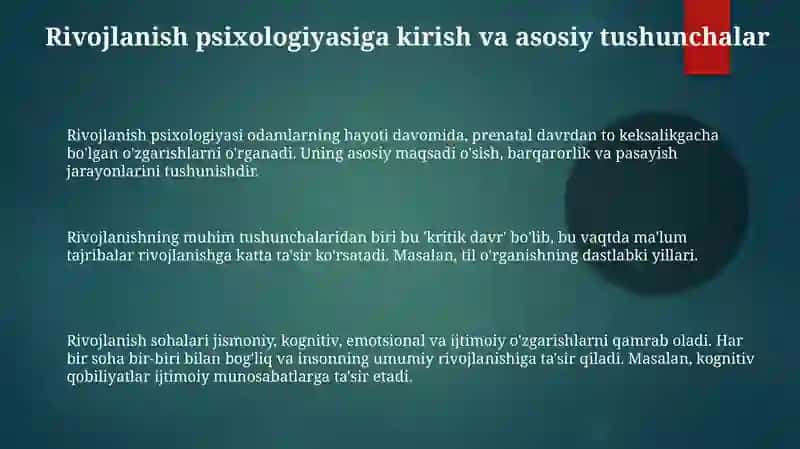 Rivojlanish psixologiyasiga kirish va unga oid nazaryalar 3