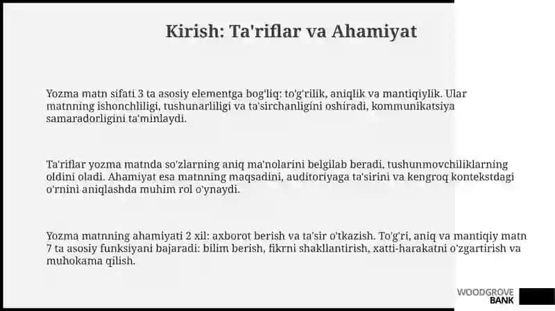 Yozmamatnning to‘g‘rilik, aniqlik, mantiqiylik sifati 3