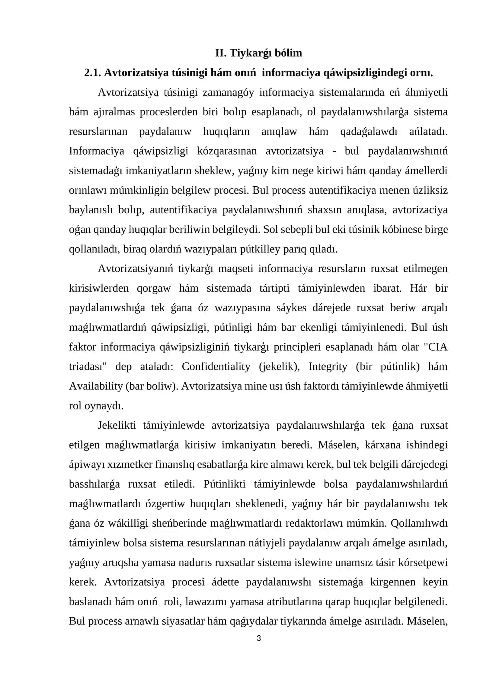 Avtorizaciya - sistemanıń belgili bir resurslarına ruxsat beriw huquqı 3