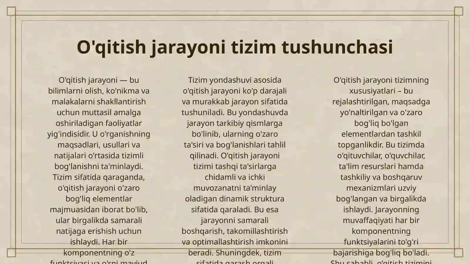 O'QITISH JARAYONI YAXLIT TIZIM SIFATIDA 3