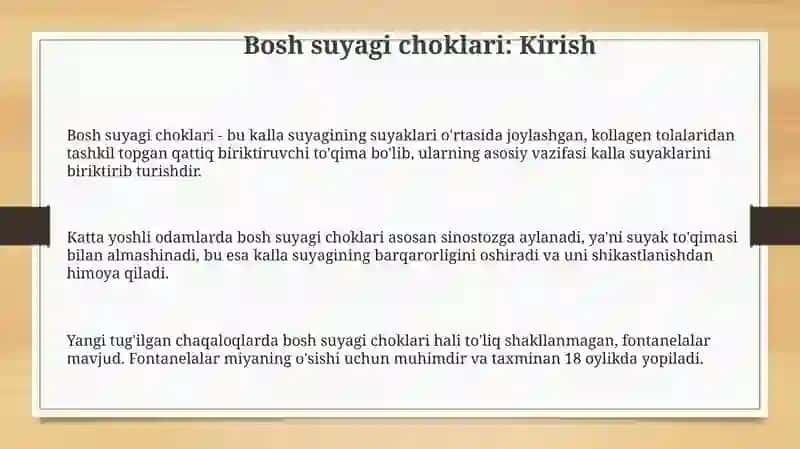 Bosh suyaklarining birikmalari.Chakka-pastii jag' bo'g'imi 3