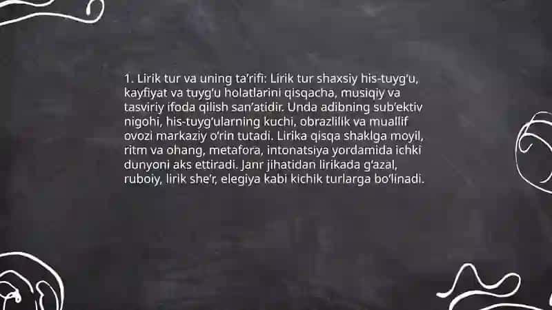 Lirik tur va uning janri 3