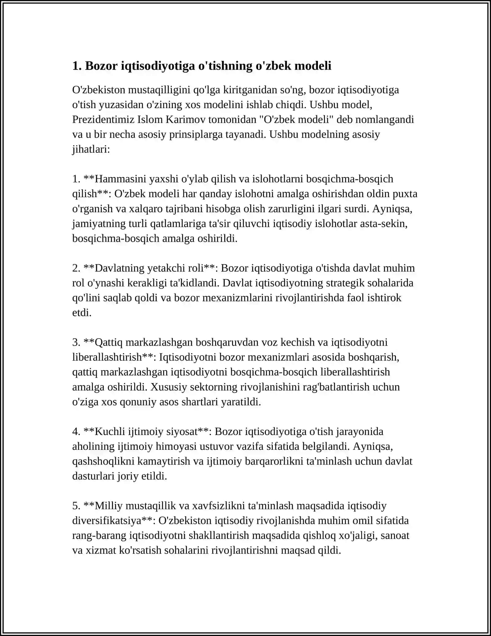 BOZOR IQTISODIYOTIGA O'TISHNING "O'ZBEK", "YAPON", "NEMIS", "XITOY" MODELLARI VA ULARNING O'ZIGA XOS XUSUSIYATLARI 3