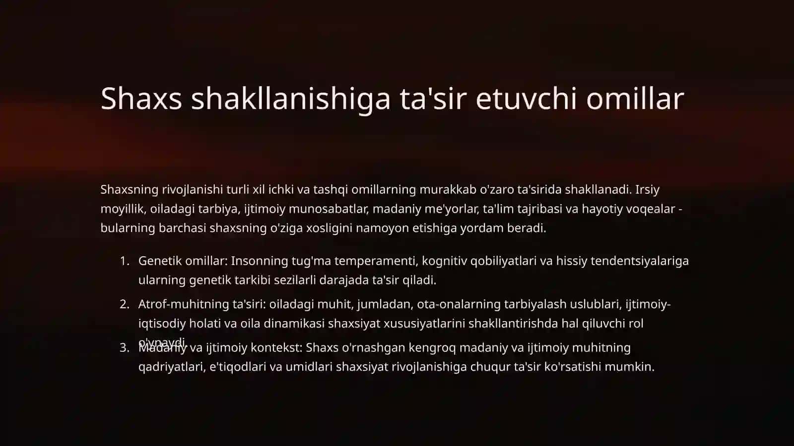 Shaxsni rivojlantirish 3