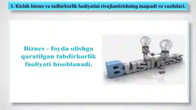 Kichik biznesni boshqarish va tashkiliy jihatlari 3