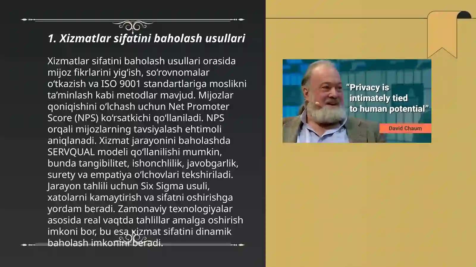 Xizmatlar sifatini baholash usullari 3