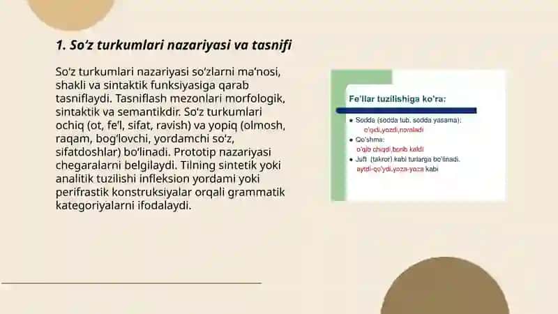 Tillarda so‘z turkumlari. Tillarning sintetik va analitik tuzilishi 3