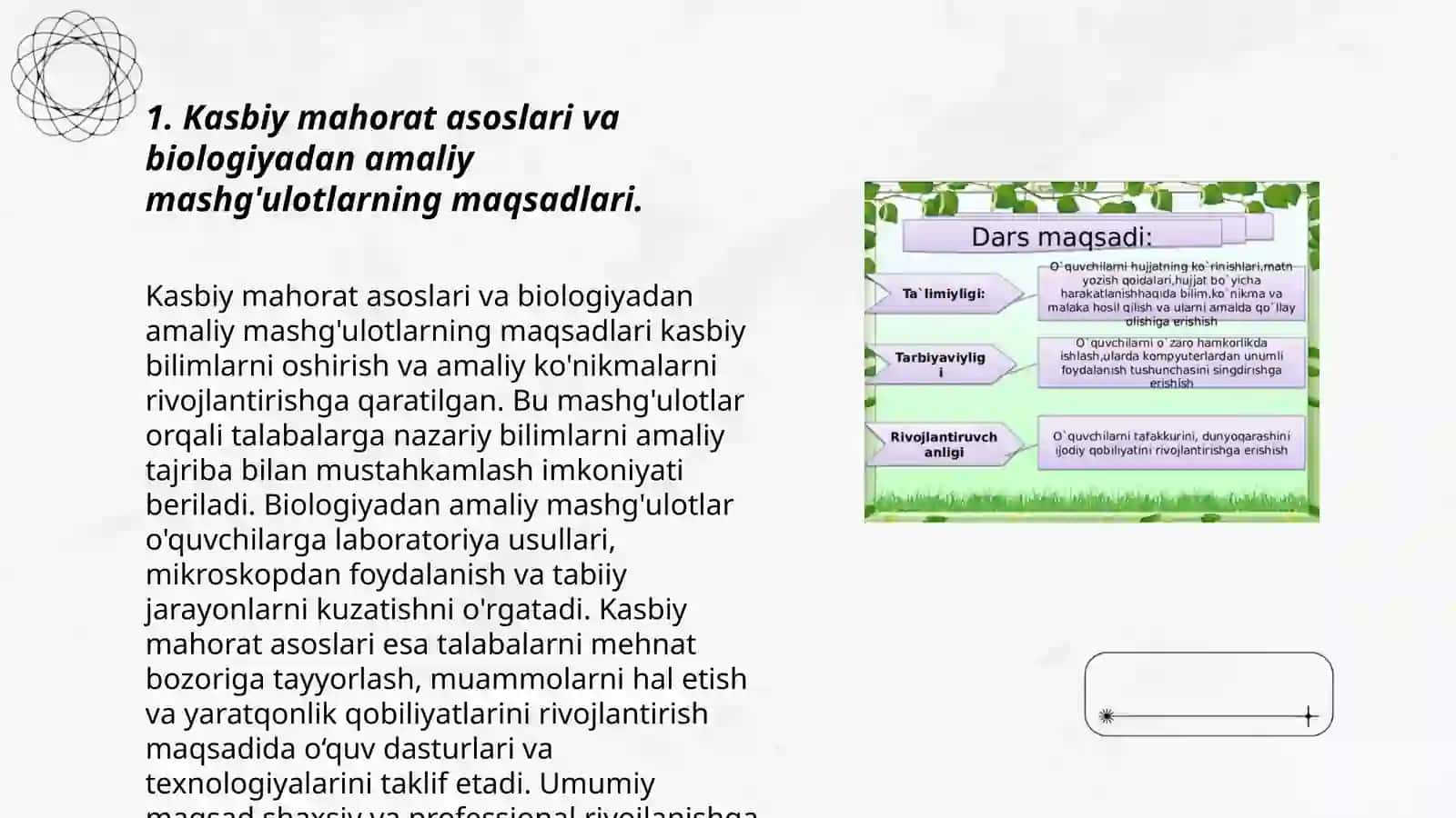 Biologiyadan amaliy mashgʻulotlarni tashkillashtirish oʻtkazish metodikasi 3