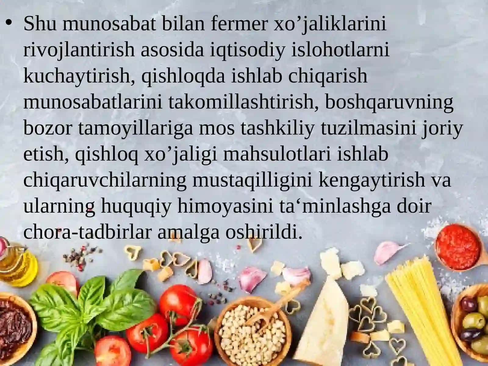 Mamlakatimiz iqtisodiyoti rivojlanishida oziq-ovqat sanoatining ahamiyati va o‘rni 3