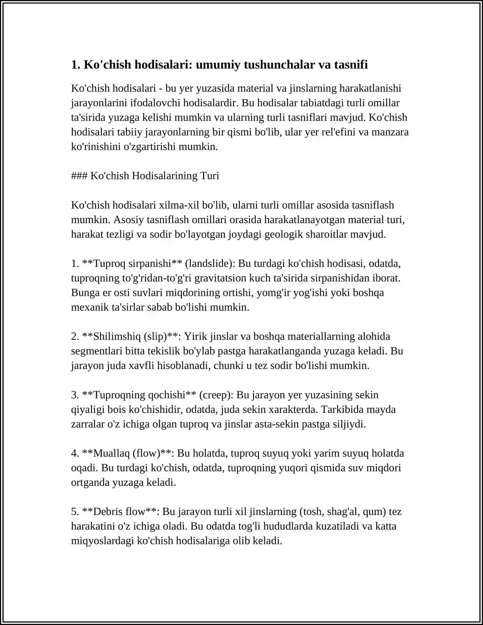 KOCHISH HODISALARI. DIFFUZIYA, ISSIQLIK OTKAZUVCHANLIK VA QOVUSHQOQLIK 3