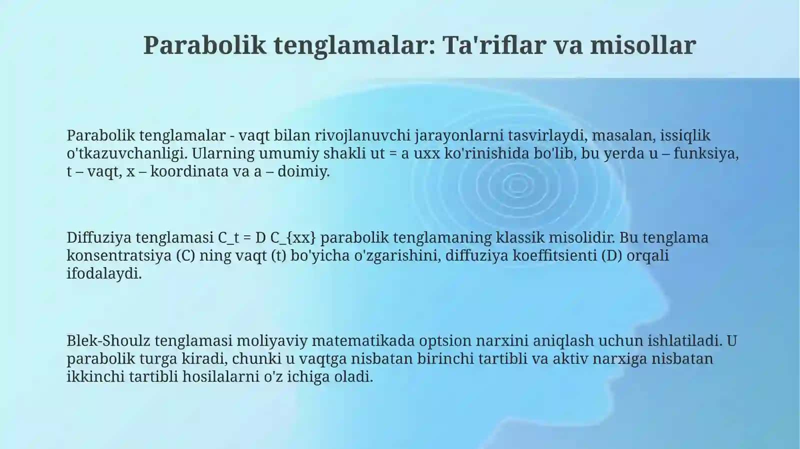 Parabolik Tenglamalar 3