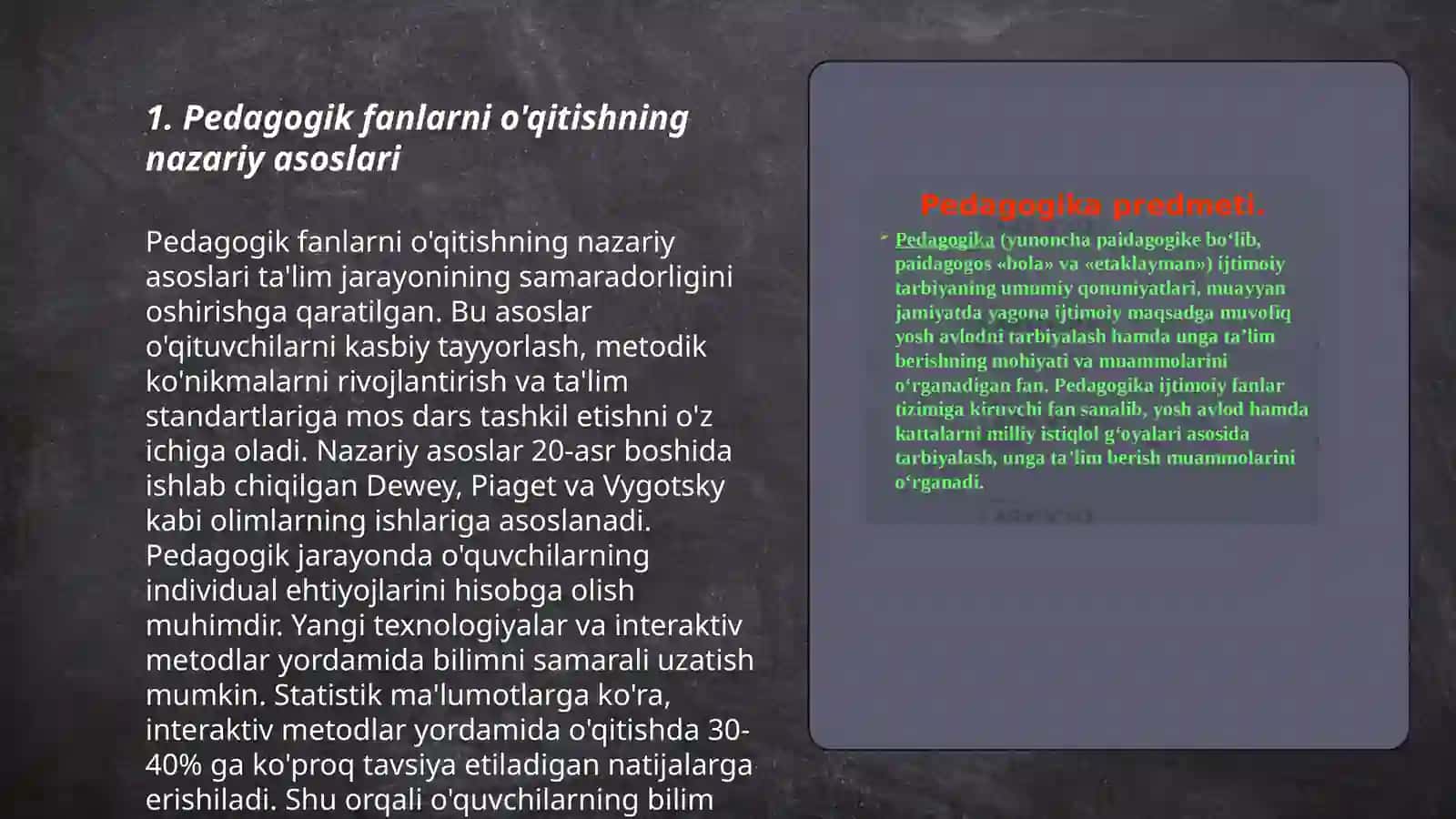 Pedagogik fanlarni o'qitishning nazariy asoslari 3