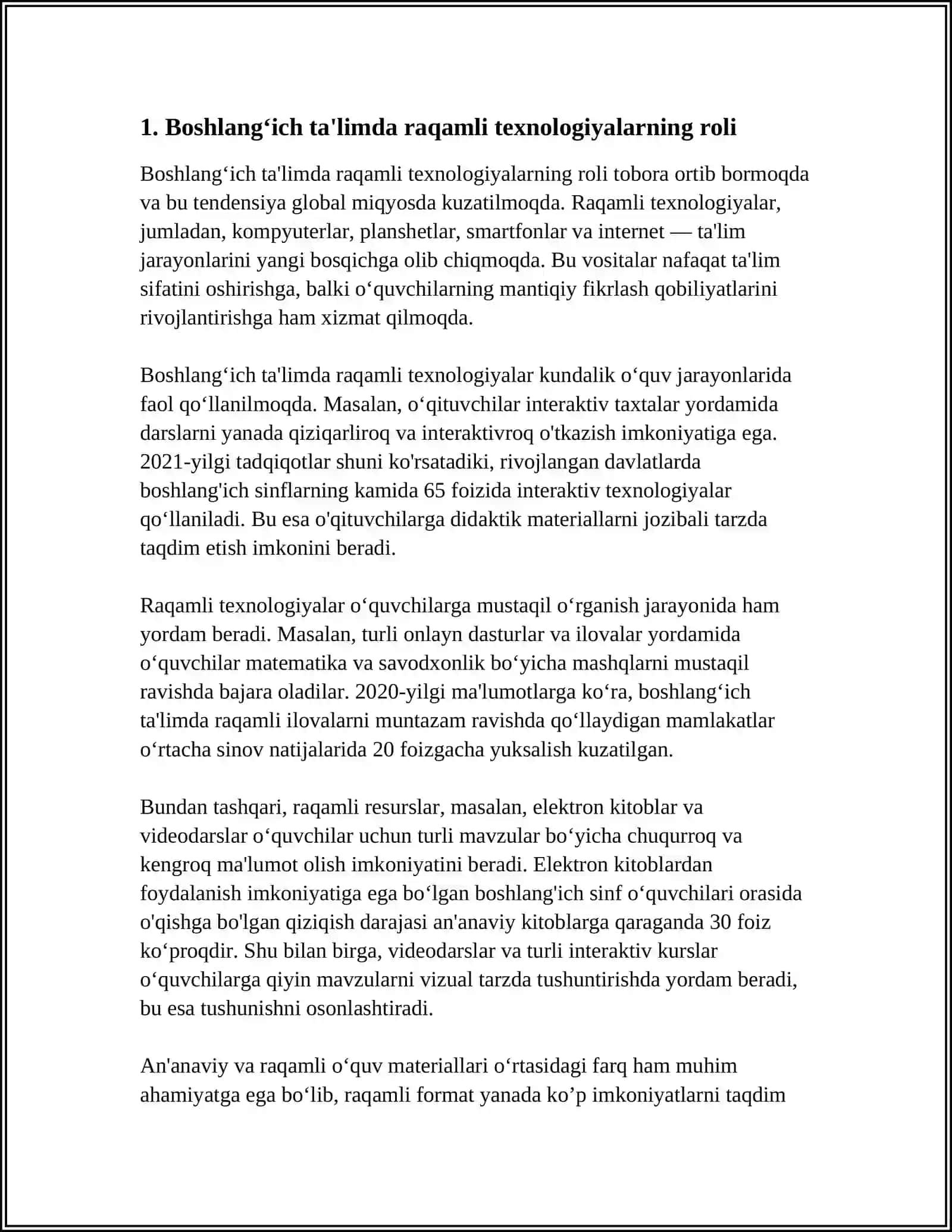 BOSHLANG‘ICH TA'LIM PEDAGOGIKASI FANINING ZAMONAVIY TENDENSIYASINI O‘RGANISH 3