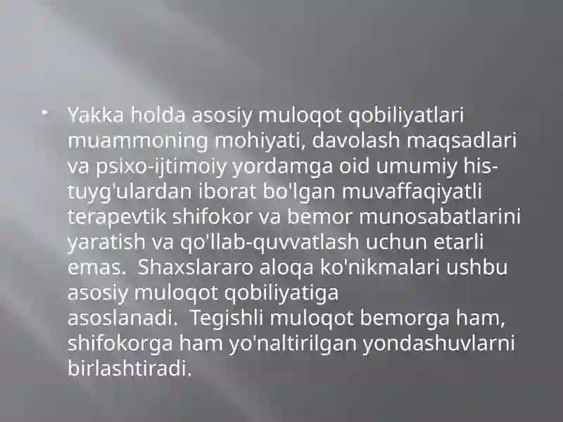 Muloqat shifokor va bemor muloqatining psixologik xususiyatlari 3