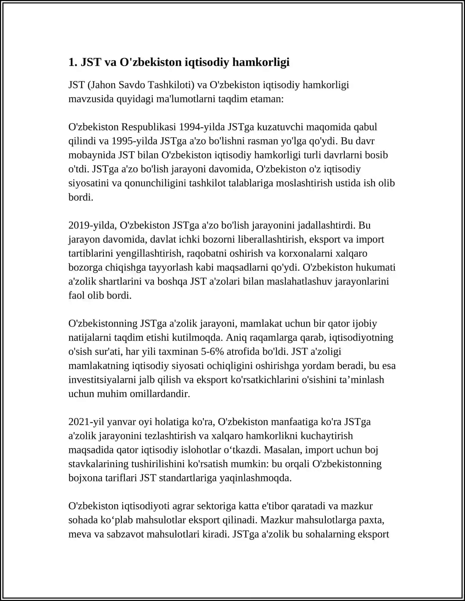 O’ZBEKISTON VA JST MUNOSABATLARI 2024-2025-o'quv yili 3
