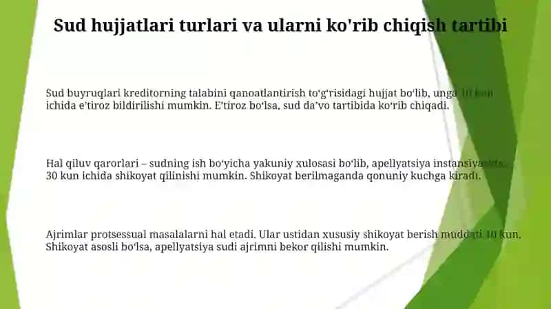 Sud hujjatlarini qayta koʻrish. Sud hujjatlarining ijrosi 3