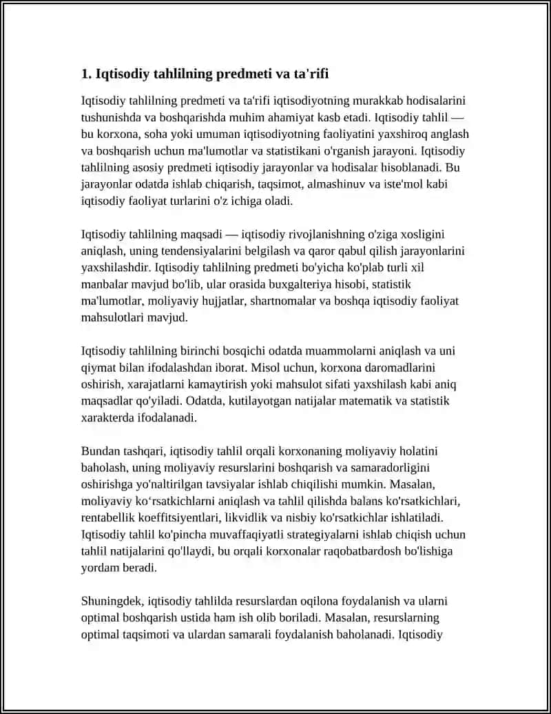IQTISODIY TAHLILNING PREDMETI, VAZIFALARI 3