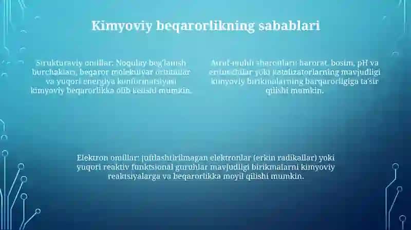 Beqaror Kimyovoy Moddalar 3