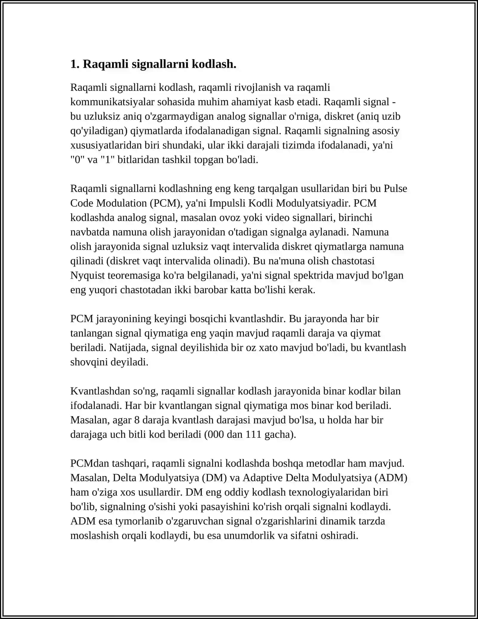 RAQAMLI VA ANALOG SIGNAL ISHLOV BERISH ASOSLARI 3