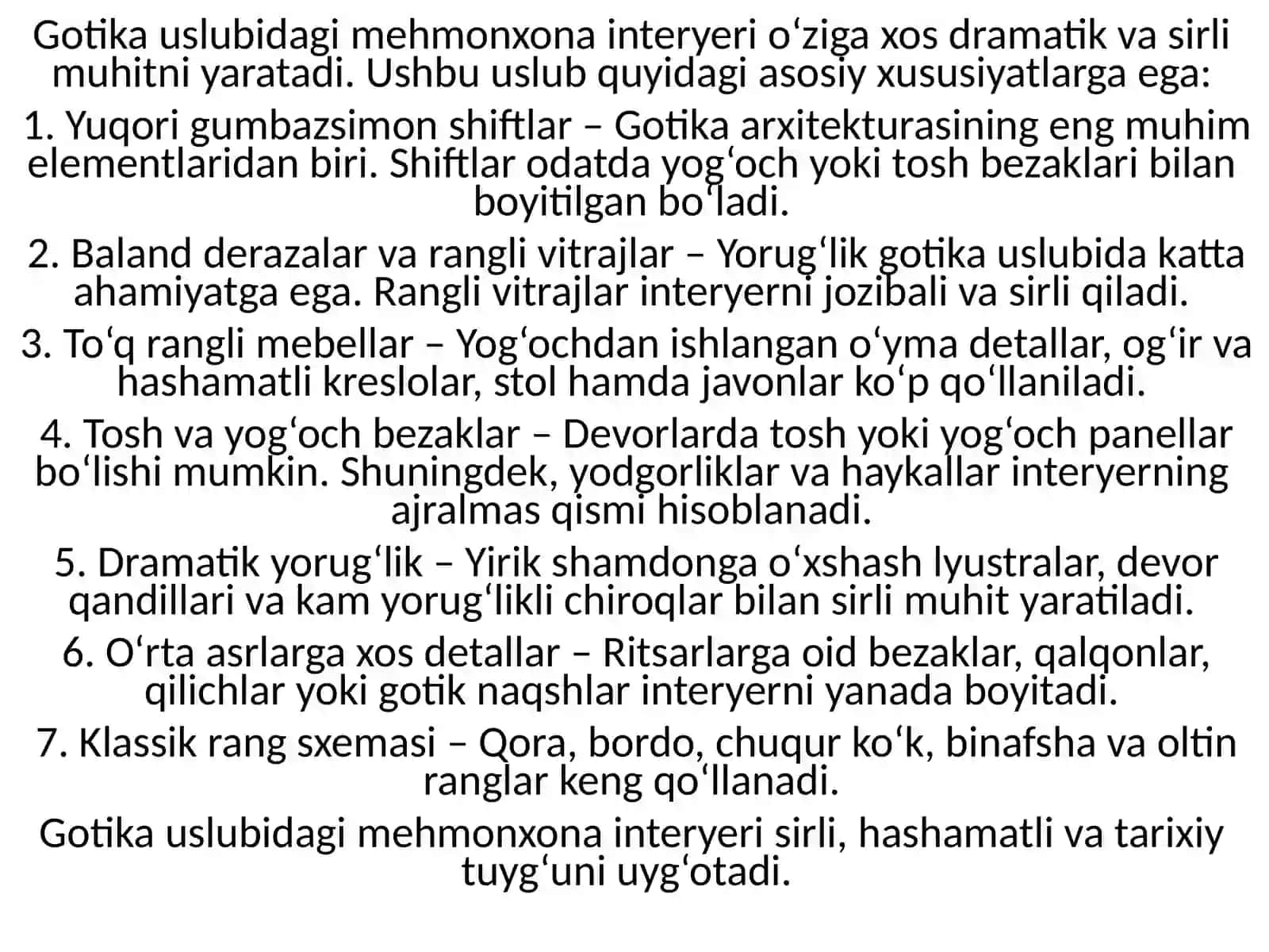 Gotika uslubidagi mehmonxona interyeri 3