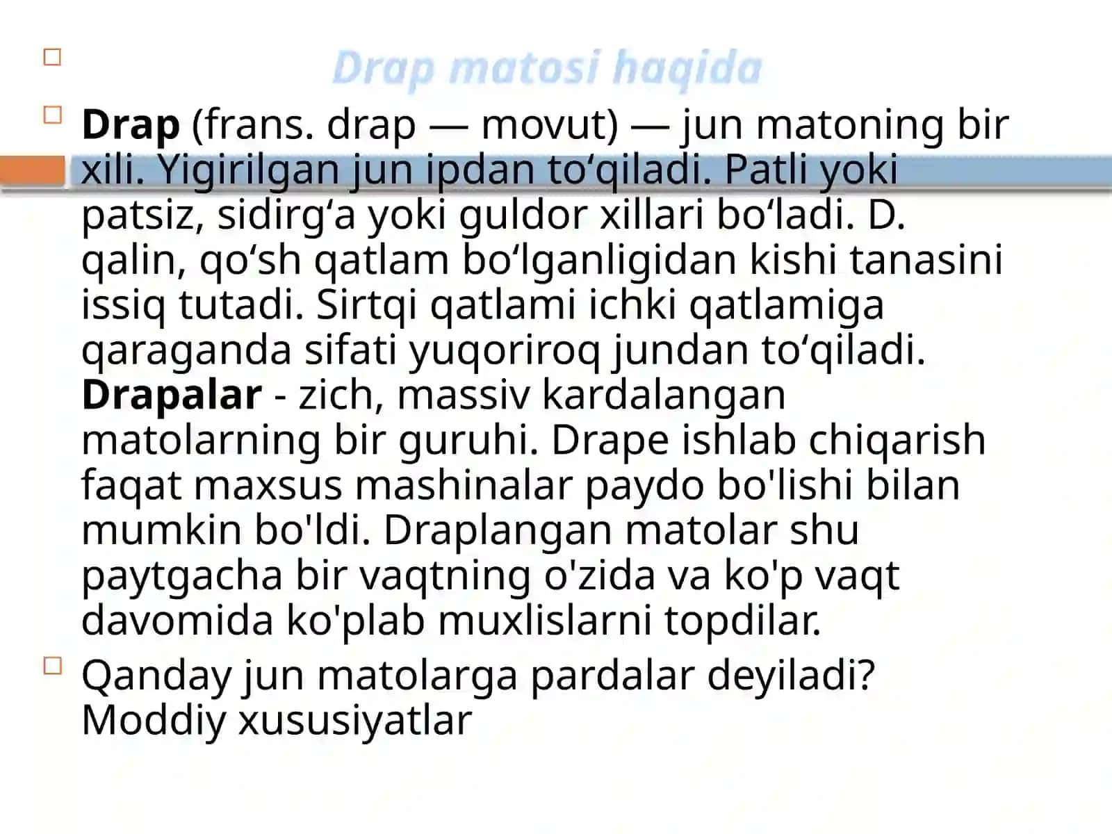 Tikuvchilik sanoatida ishlab-chiqarish salohiyatini, iqtisodini ko’taradigan, dunyo bozorida raqobatga bardosh bera oladigan xaridorgir engil sanoat mahsulotlarini ishlab chiqarishni yo’lga qo’yish 3