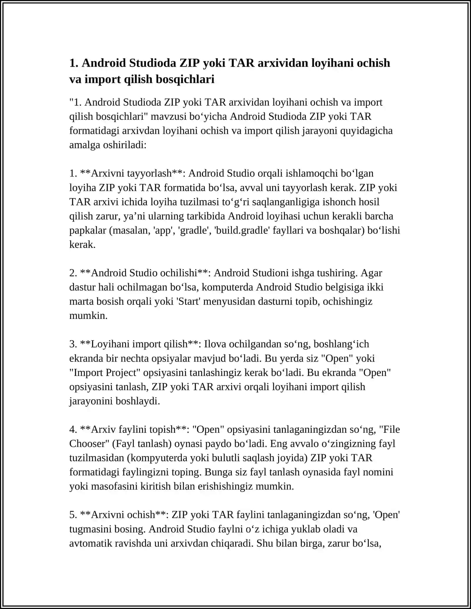 ANDROID STUDIDODA LOYIHANI ARXIVDAN CHIQARISH 3