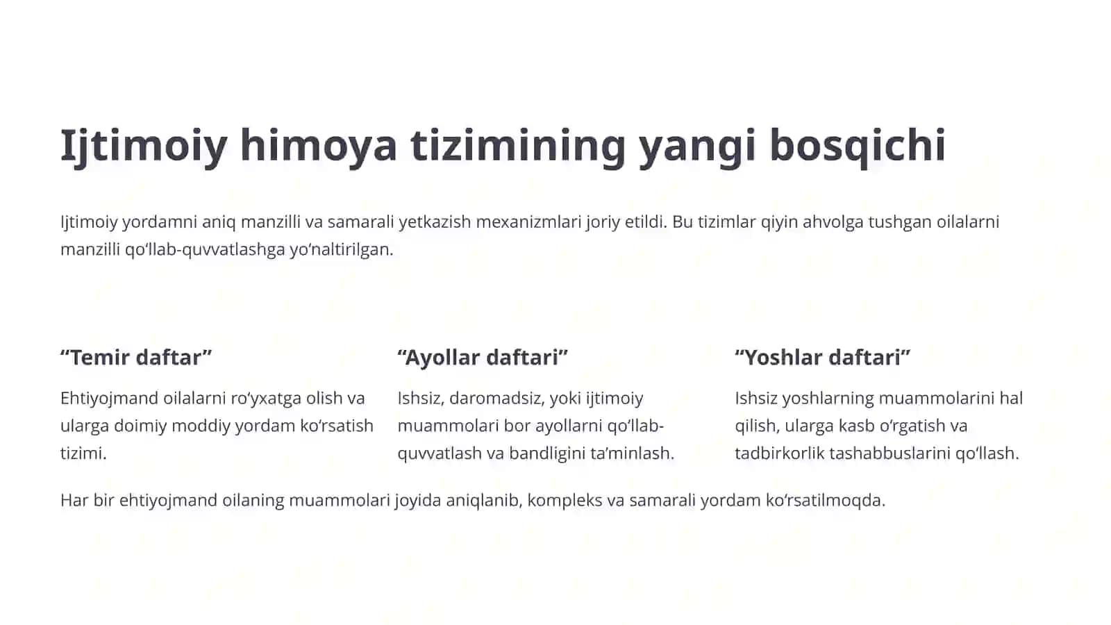 Ijtimoiy sohada davlat siyosatining takomillashib borishi 3