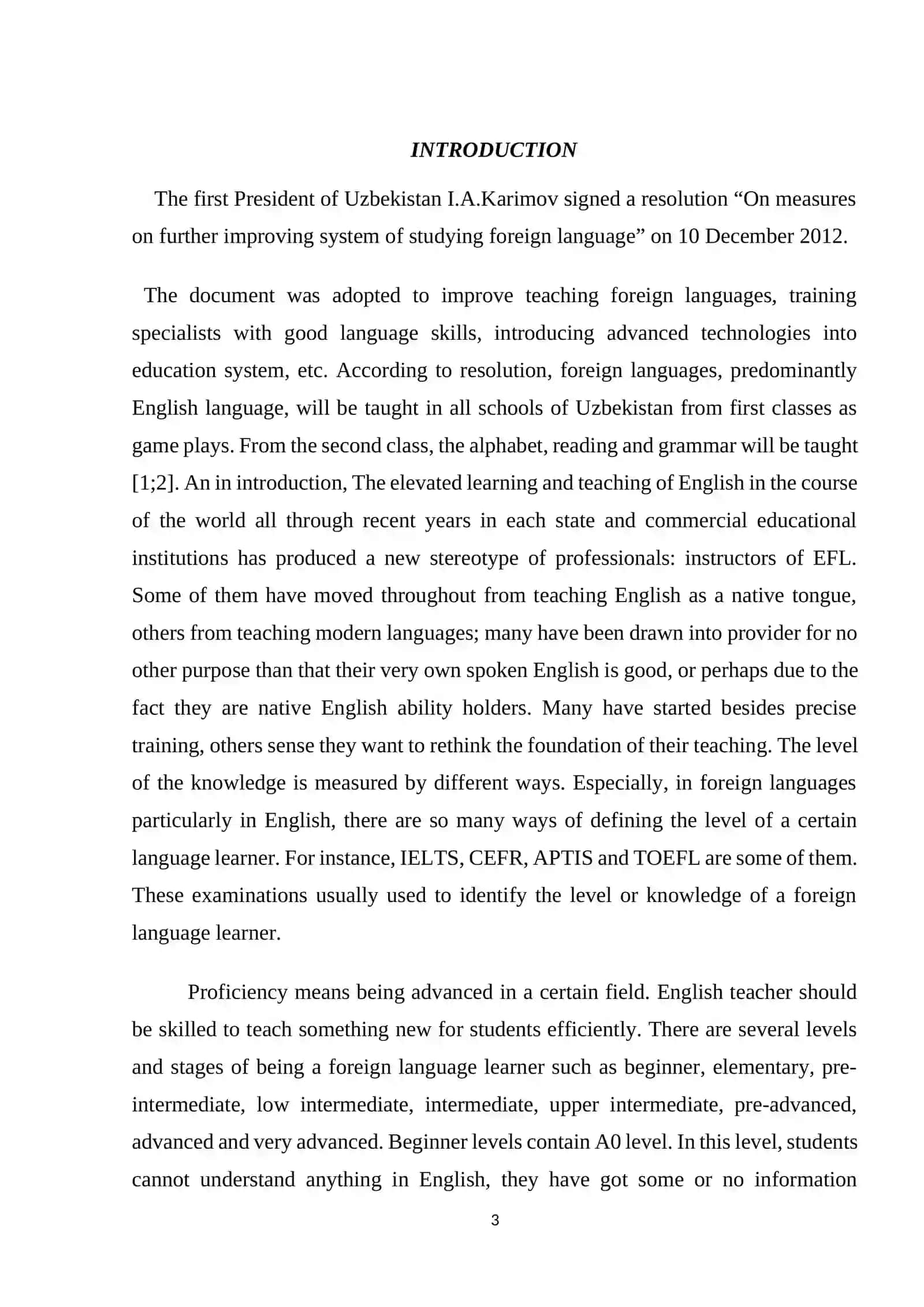 COURSEWORK: PROFICIENCY LEVELS AND STAGES IN FOREIGN LANGUAGE TEACHING 3