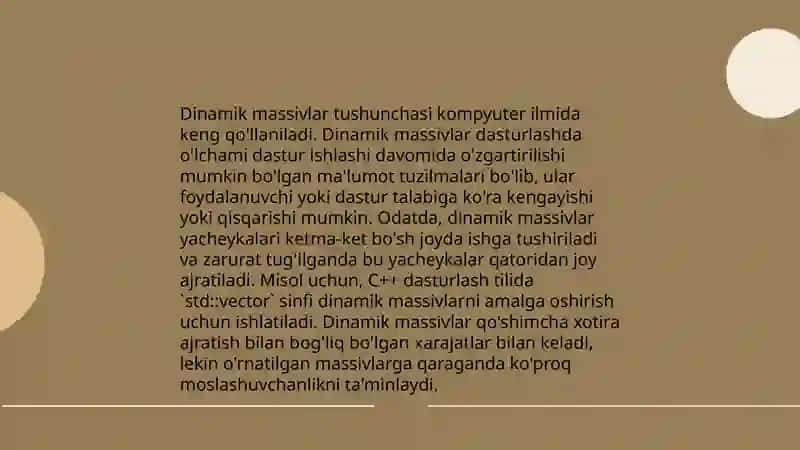 Dinamik massivlar va koʻrsatkichlar 3